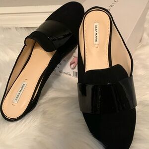 ALRX MARIE NEW IN BOX BLACK SUEDE WITH BLACK PATTON BAND ACROSS THE TOP OF SHOE